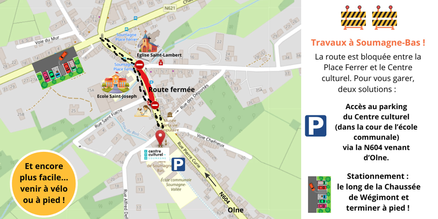 Travaux de voirie devant le Centre culturel