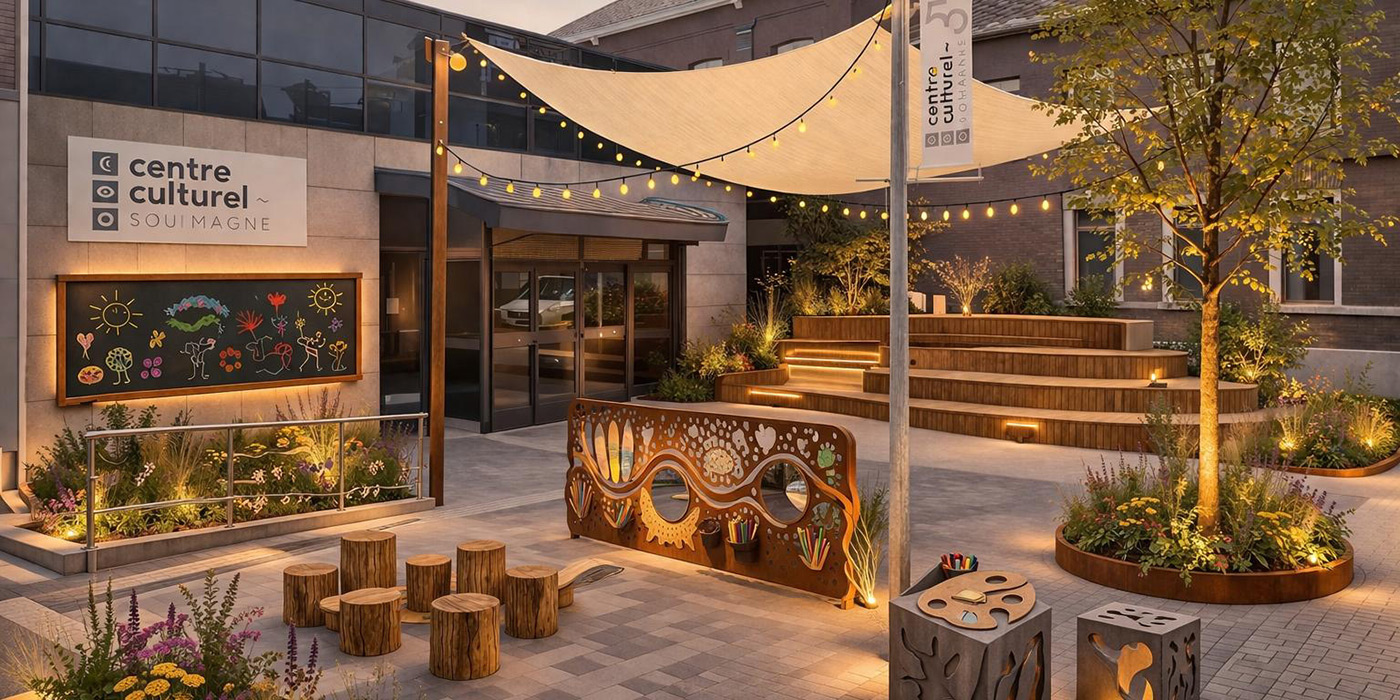 Une terrasse devant le Centre culturel
